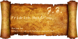 Fridrich Hetény névjegykártya